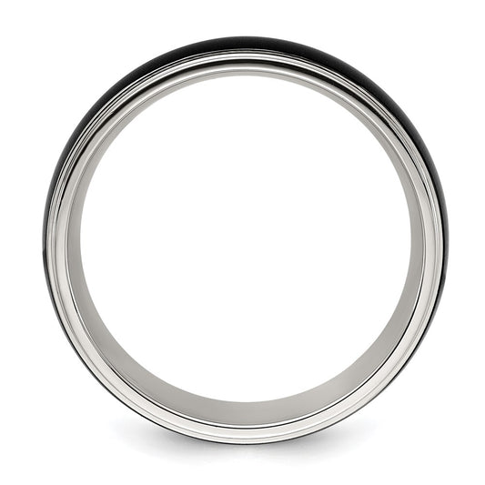Chisel Stainless Steel Polished with Brushed Black IP-plated Center 8mm Band