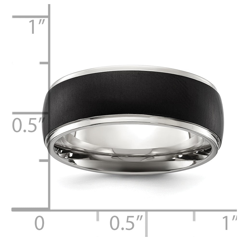 Chisel Stainless Steel Polished with Brushed Black IP-plated Center 8mm Band