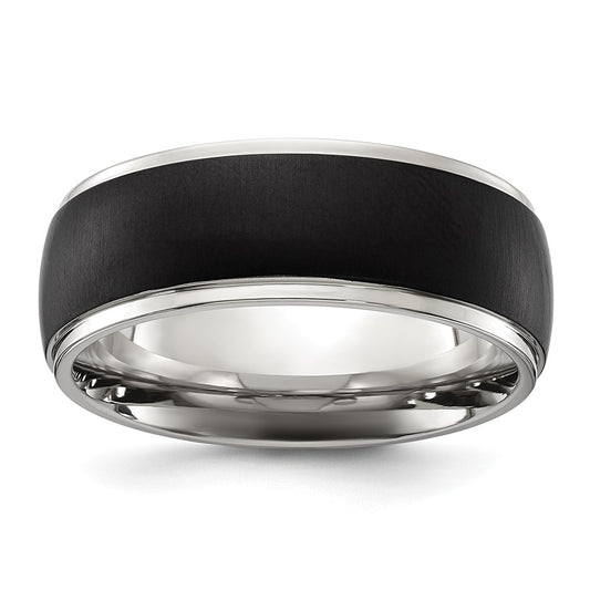 Chisel Stainless Steel Polished with Brushed Black IP-plated Center 8mm Band