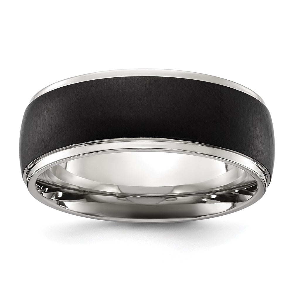 Chisel Stainless Steel Polished with Brushed Black IP-plated Center 8mm Band