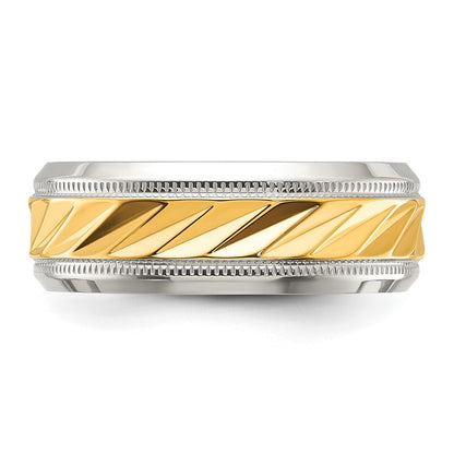 Chisel Stainless Steel Polished with Yellow IP-plated Grooved Center 8mm Band