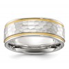 Chisel Stainless Steel Brushed and Polished Hammered Yellow IP-plated 8mm Band