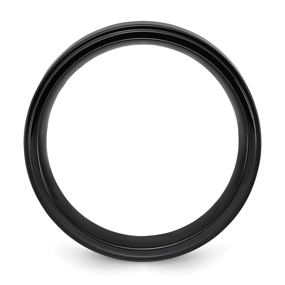 Chisel Stainless Steel Polished Black IP-plated Brushed Center 8mm Band