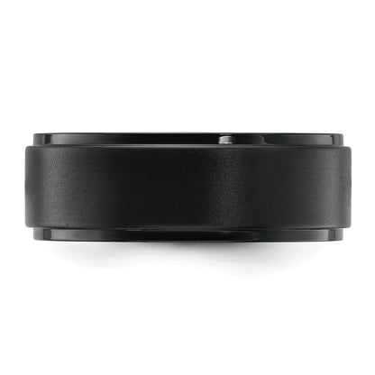 Chisel Stainless Steel Polished Black IP-plated Brushed Center 8mm Band