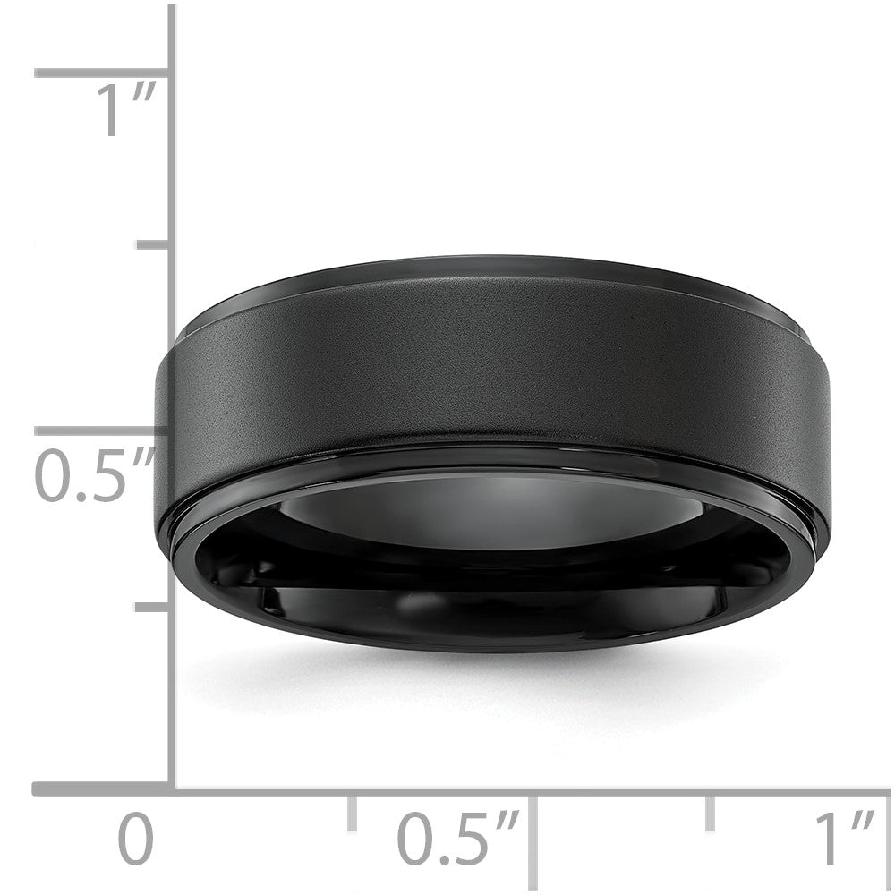 Chisel Stainless Steel Polished Black IP-plated Brushed Center 8mm Band