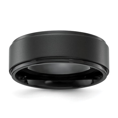 Chisel Stainless Steel Polished Black IP-plated Brushed Center 8mm Band