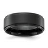 Chisel Stainless Steel Polished Black IP-plated Brushed Center 8mm Band