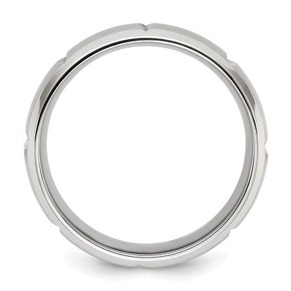 Chisel Stainless Steel Brushed and Polished Grooved 8mm Band