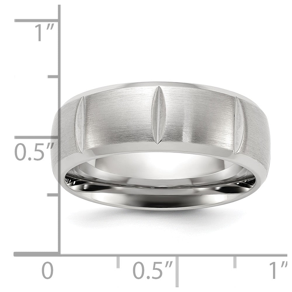Chisel Stainless Steel Brushed and Polished Grooved 8mm Band