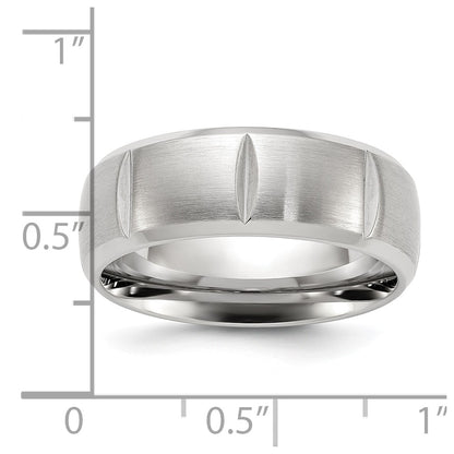 Chisel Stainless Steel Brushed and Polished Grooved 8mm Band