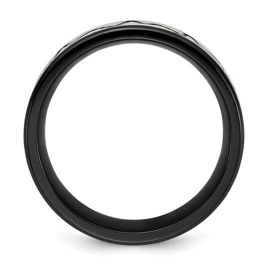 Chisel Stainless Steel Brushed Black IP-plated Heartbeat 8mm Band