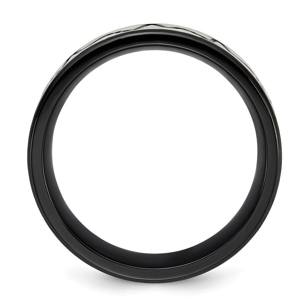 Chisel Stainless Steel Brushed Black IP-plated Heartbeat 8mm Band