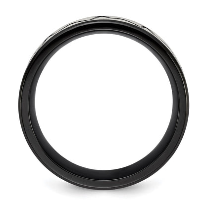 Chisel Stainless Steel Brushed Black IP-plated Heartbeat 8mm Band