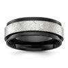 Chisel Stainless Steel Polished Black IP-plated with Scratch Finish Center 8mm Band