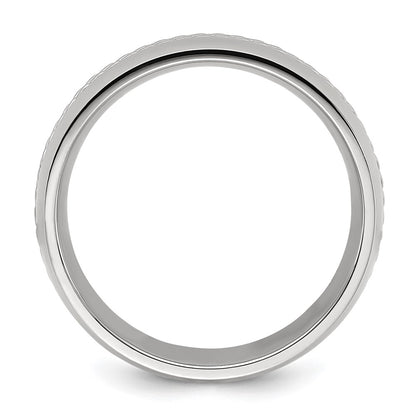 Chisel Stainless Steel Polished with Chain Inlay 7mm Center