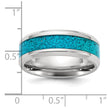 Chisel Stainless Steel Polished with Turquoise Inlay 8mm Band