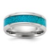Chisel Stainless Steel Polished with Turquoise Inlay 8mm Band