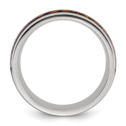 Chisel Stainless Steel Polished with Yellow Tiger's Eye Inlay 8mm Band