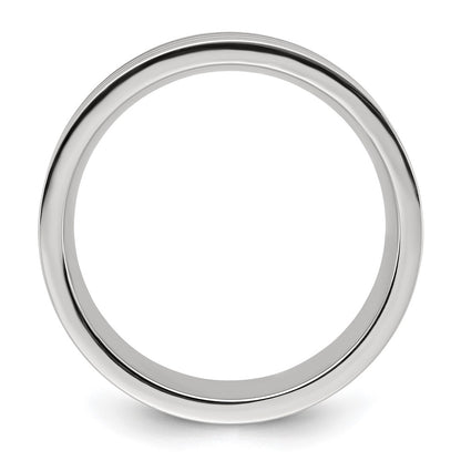 Chisel Stainless Steel Polished with Black Resin and Wood Inlay 8mm Band
