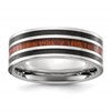 Chisel Stainless Steel Polished with Black Resin and Wood Inlay 8mm Band