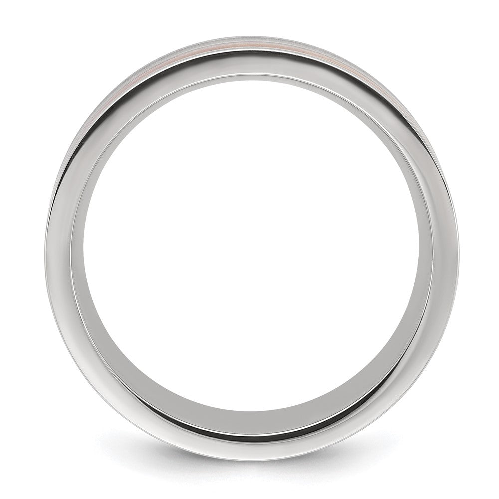 Chisel Stainless Steel Polished with Wood Inlay 8mm Band