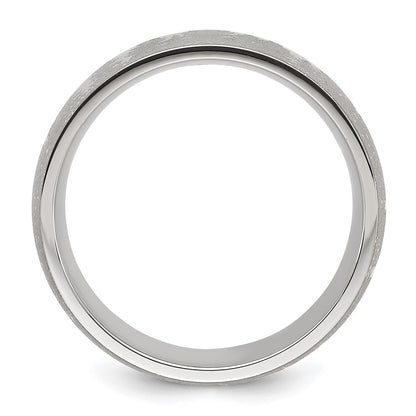Chisel Stainless Steel Polished with Lasered Tree Design 8mm Band