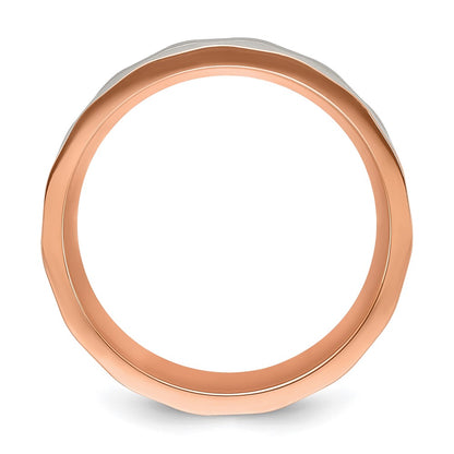 Chisel Stainless Steel Brushed and Polished Faceted Rose IP-plated 8mm Band