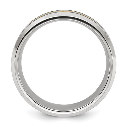 Chisel Stainless Steel Brushed and Polished Yellow IP-plated 8mm Band