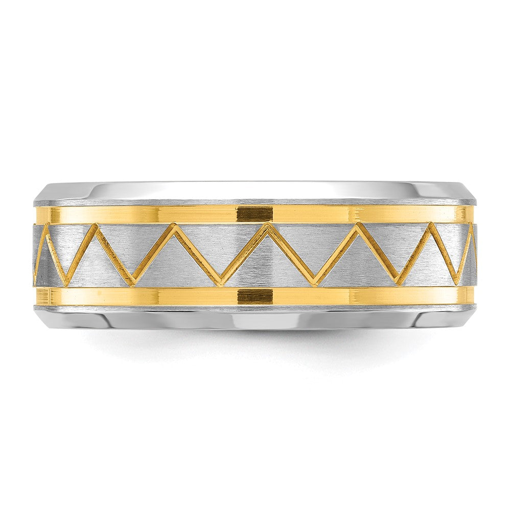 Chisel Stainless Steel Brushed and Polished Yellow IP-plated 8mm Band