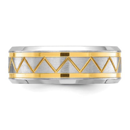 Chisel Stainless Steel Brushed and Polished Yellow IP-plated 8mm Band