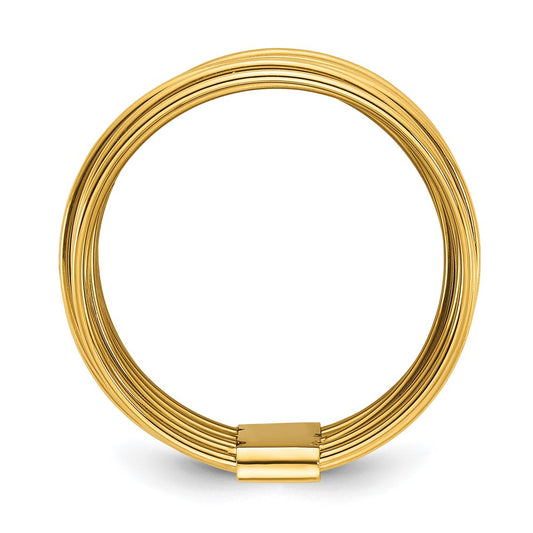 Chisel Stainless Steel Polished Yellow IP-plated Multi-Wire Ring