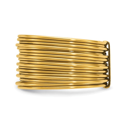 Chisel Stainless Steel Polished Yellow IP-plated Multi-Wire Ring