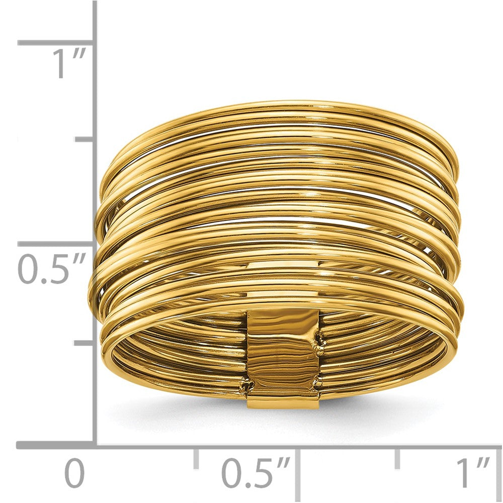 Chisel Stainless Steel Polished Yellow IP-plated Multi-Wire Ring