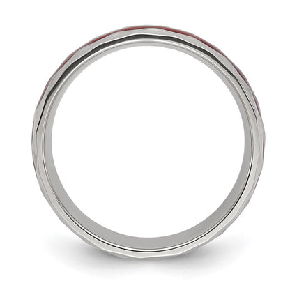 Chisel Stainless Steel Brushed and Hammered with Wood Inlay 8mm Band