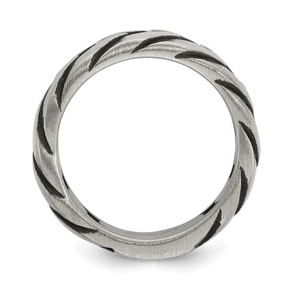 Chisel Stainless Steel Antiqued and Polished Chain Design Band