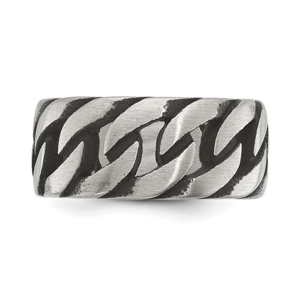 Chisel Stainless Steel Antiqued and Polished Chain Design Band