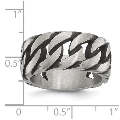 Chisel Stainless Steel Antiqued and Polished Chain Design Band