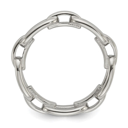 Chisel Stainless Steel Polished 6mm Chain Link Design Ring