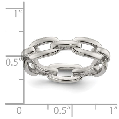 Chisel Stainless Steel Polished 6mm Chain Link Design Ring