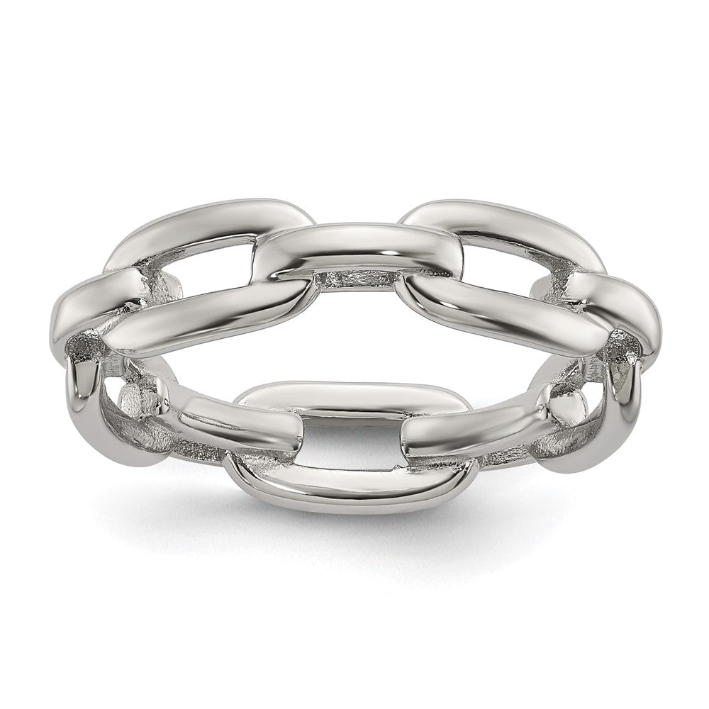 Chisel Stainless Steel Polished 6mm Chain Link Design Ring
