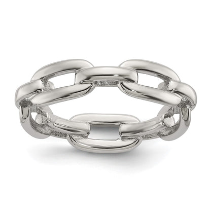 Chisel Stainless Steel Polished 6mm Chain Link Design Ring
