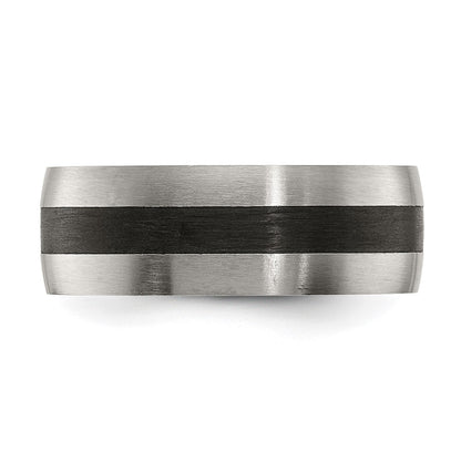 Chisel Stainless Steel Brushed and Polished Black Carbon Fiber Inlay 8mm Band
