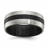 Chisel Stainless Steel Brushed and Polished Black Carbon Fiber Inlay 8mm Band