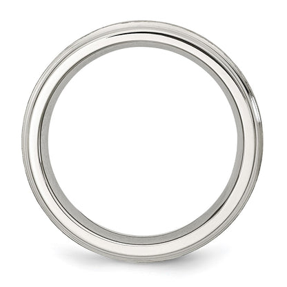Chisel Stainless Steel Polished with Satin Center 6mm Grooved Edge Band