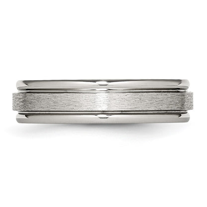 Chisel Stainless Steel Polished with Satin Center 6mm Grooved Edge Band