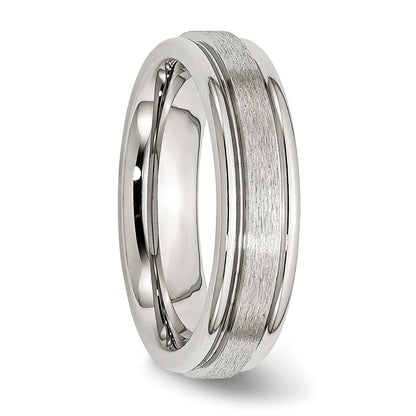 Chisel Stainless Steel Polished with Satin Center 6mm Grooved Edge Band