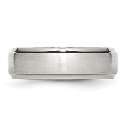 Chisel Stainless Steel Polished with Brushed Center 7mm Ridged Edge Band