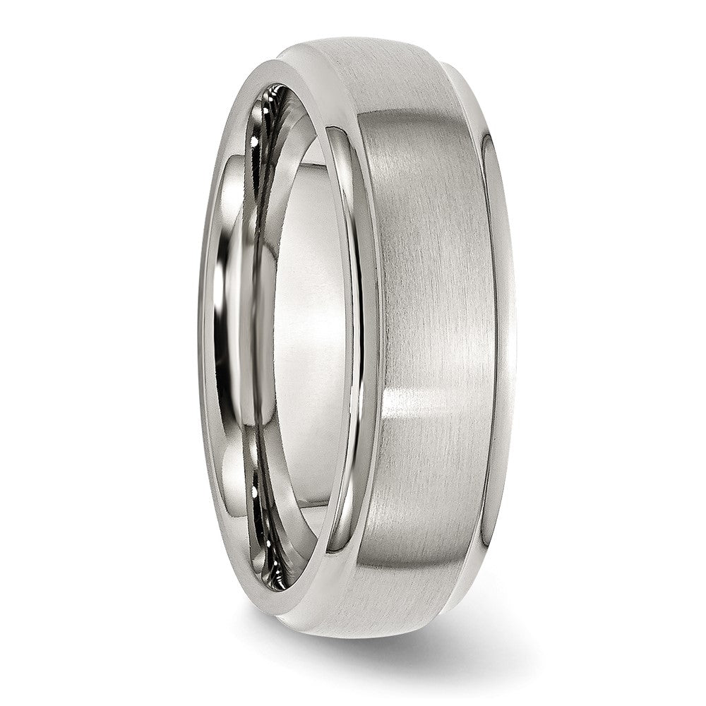 Chisel Stainless Steel Polished with Brushed Center 7mm Ridged Edge Band