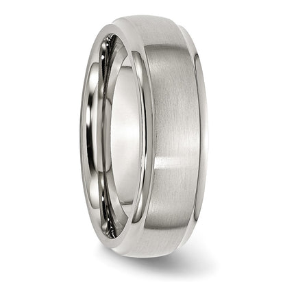 Chisel Stainless Steel Polished with Brushed Center 7mm Ridged Edge Band