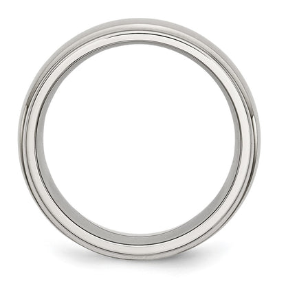 Chisel Stainless Steel Polished with Brushed Center 8mm Ridged Edge Band